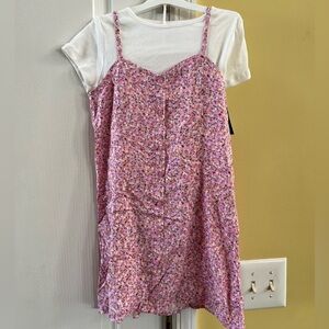 NWT Art Class Girls Pink Floral Dress with White Top Size Medium (8)